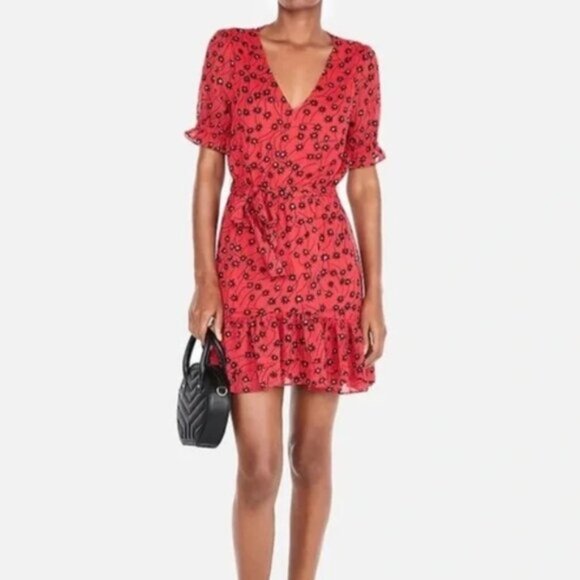 Red Floral Dress Express - Picture 4 of 4